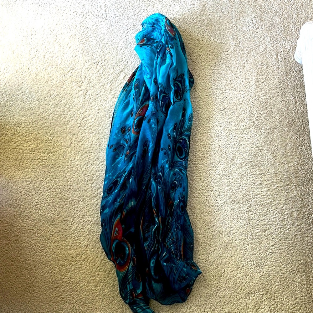 Blue peacock scarf